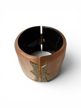 Alexis Bittar Peach and Gold Lucite Cuff Bracelet